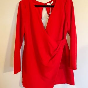 Deep v red short dress.